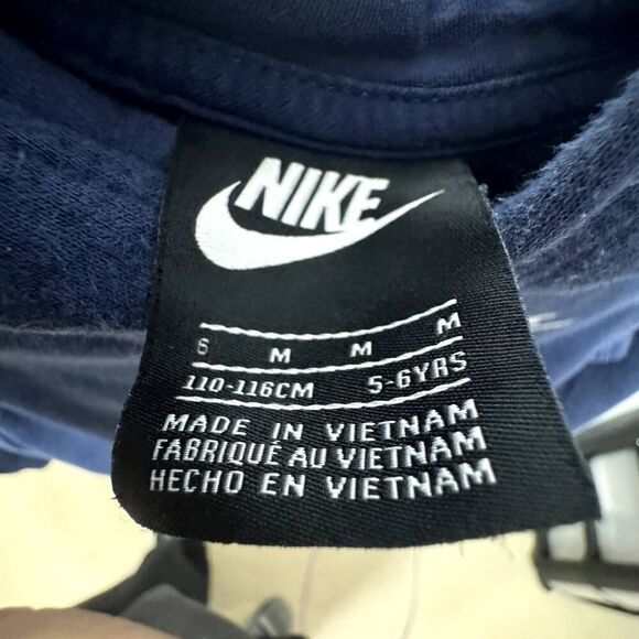 Nike Sweatshirt Long Sleeve Navy Hoodie White Swoosh Performance Boys sz Medium - Picture 4 of 6